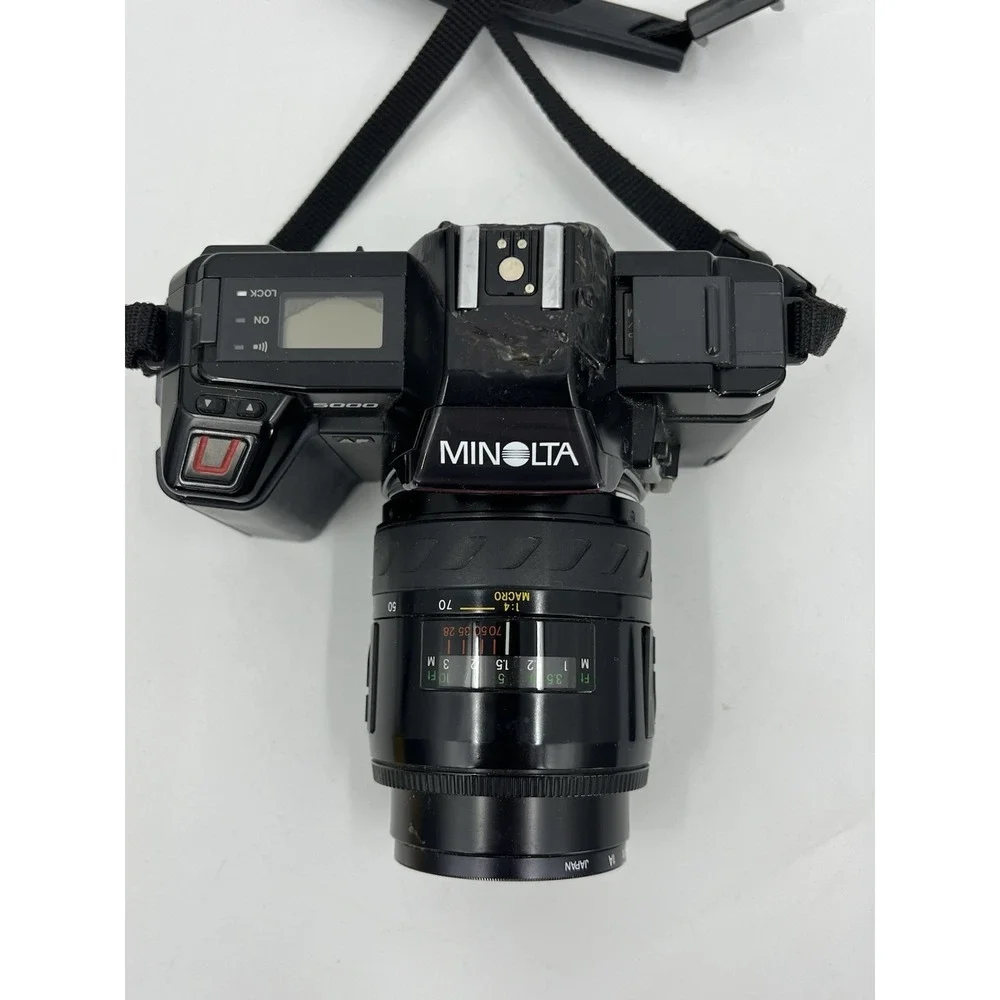 Minolta 5000 AF 35mm Camera with 2800 Maxxum Flash Cosina Lens PARTS / REPAIR